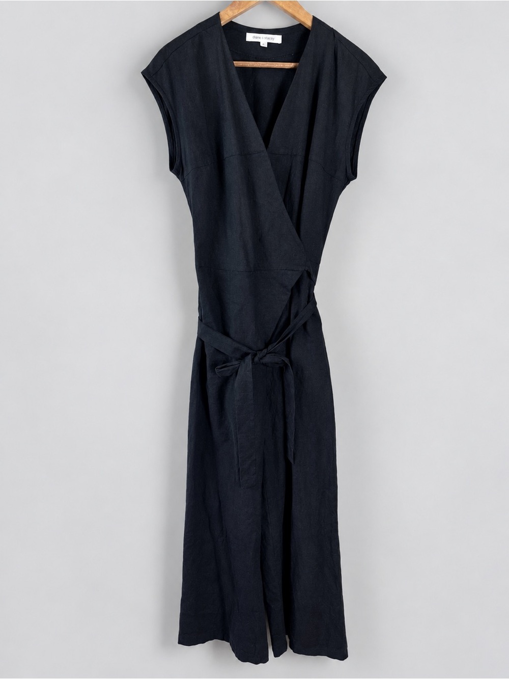Dagg & Stacey Cicely Jumpsuit Size 6 Black Linen Blend Wide Leg Made In Canada